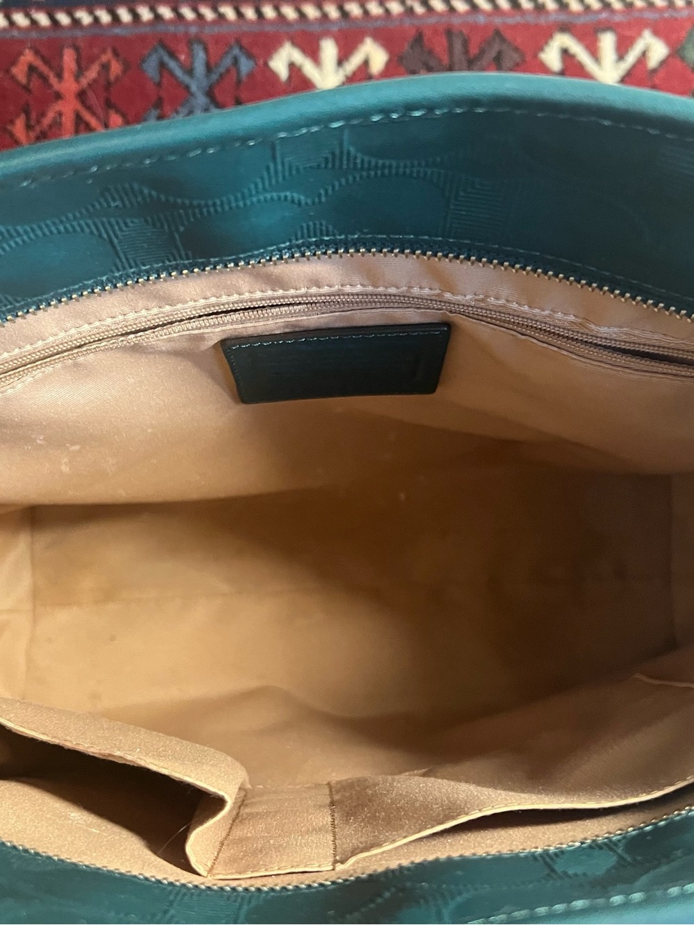 Coach Peyton Green Leather Tote Bag - Picture 6 of 8